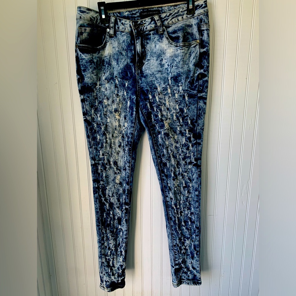 Traffic Jeans Wear (Size 14W) Distressed Frayed Jeans, Straight Leg; Very Comfy